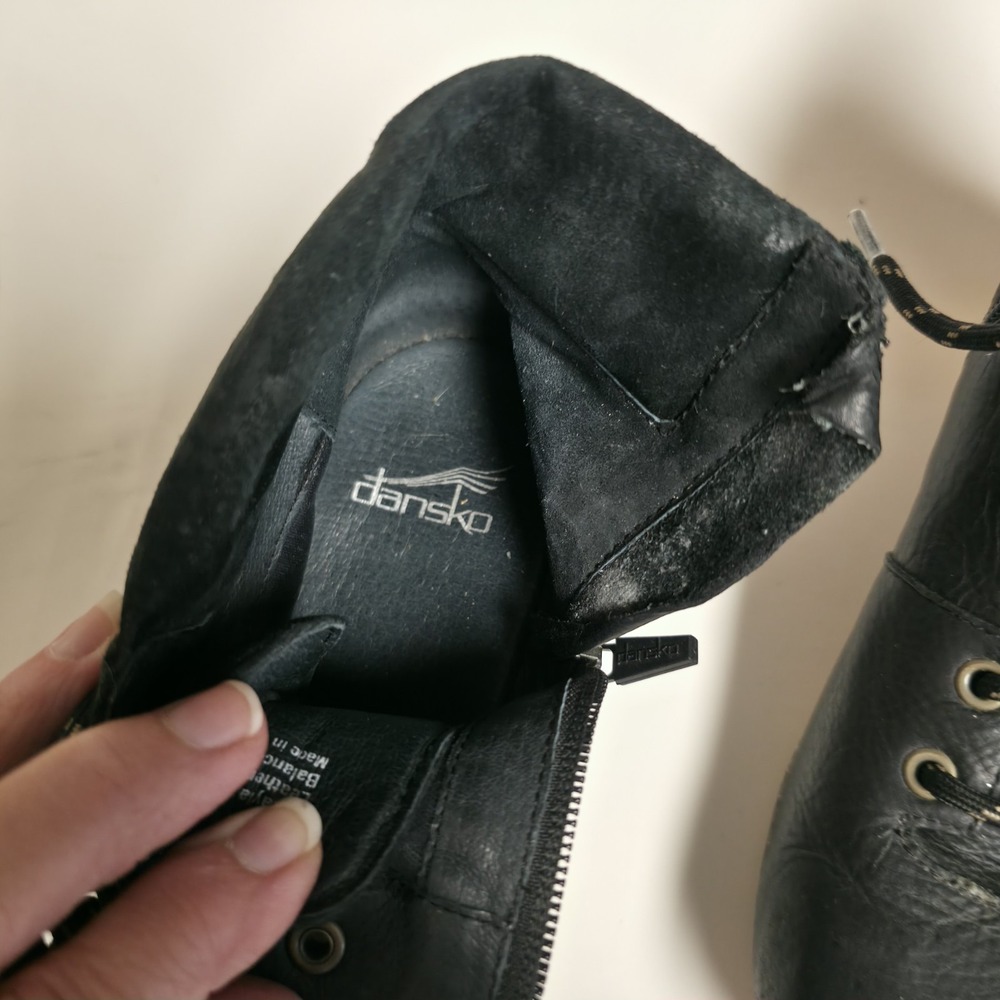 Dansko Mikayla Black Leather Lace Up Clog Ankle Boots Zipper Women Sz 38 US 8 - Picture 7 of 8